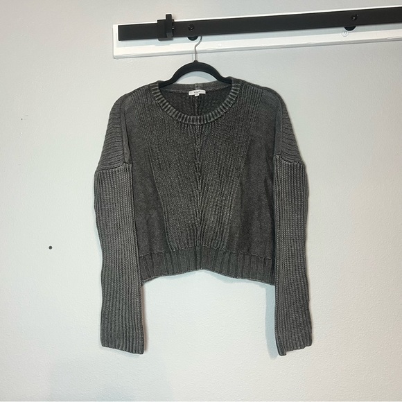 Rails Elsa Knit Sweater Vintage Black Gray Cropped Size Small Slouchy Oversized - Picture 6 of 10